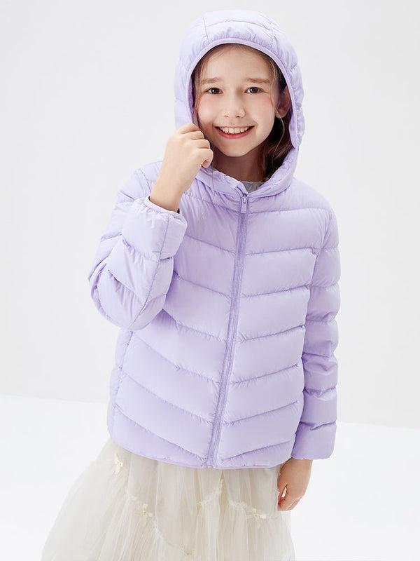 中童淨色百搭連帽羽絨服 - balabala