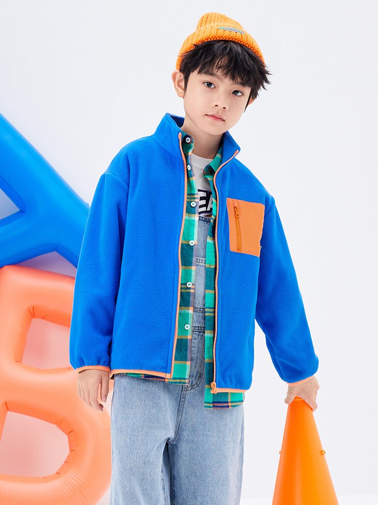 中幼童口袋圓領搖粒絨便服 - balabala