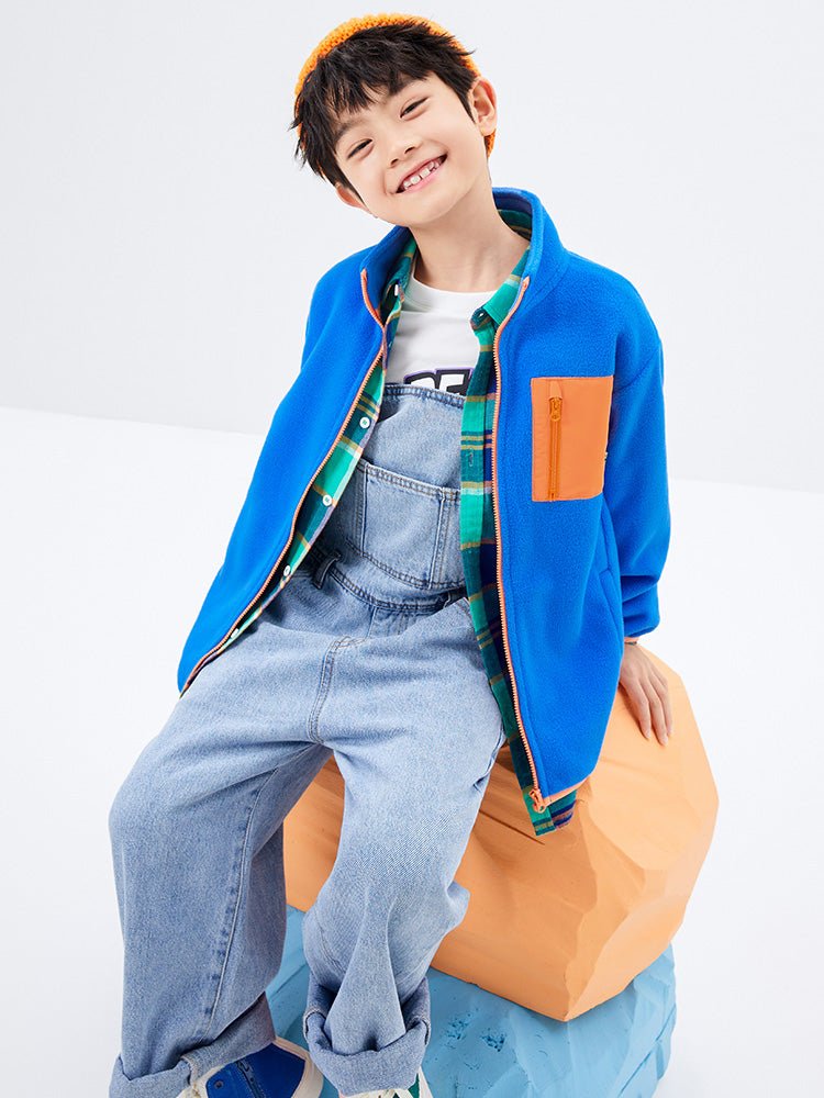 中幼童口袋圓領搖粒絨便服 - balabala