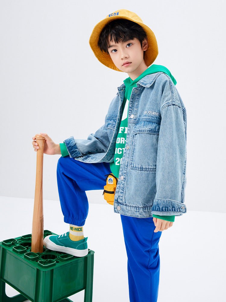 男中童機甲印花翻領便服 - balabala